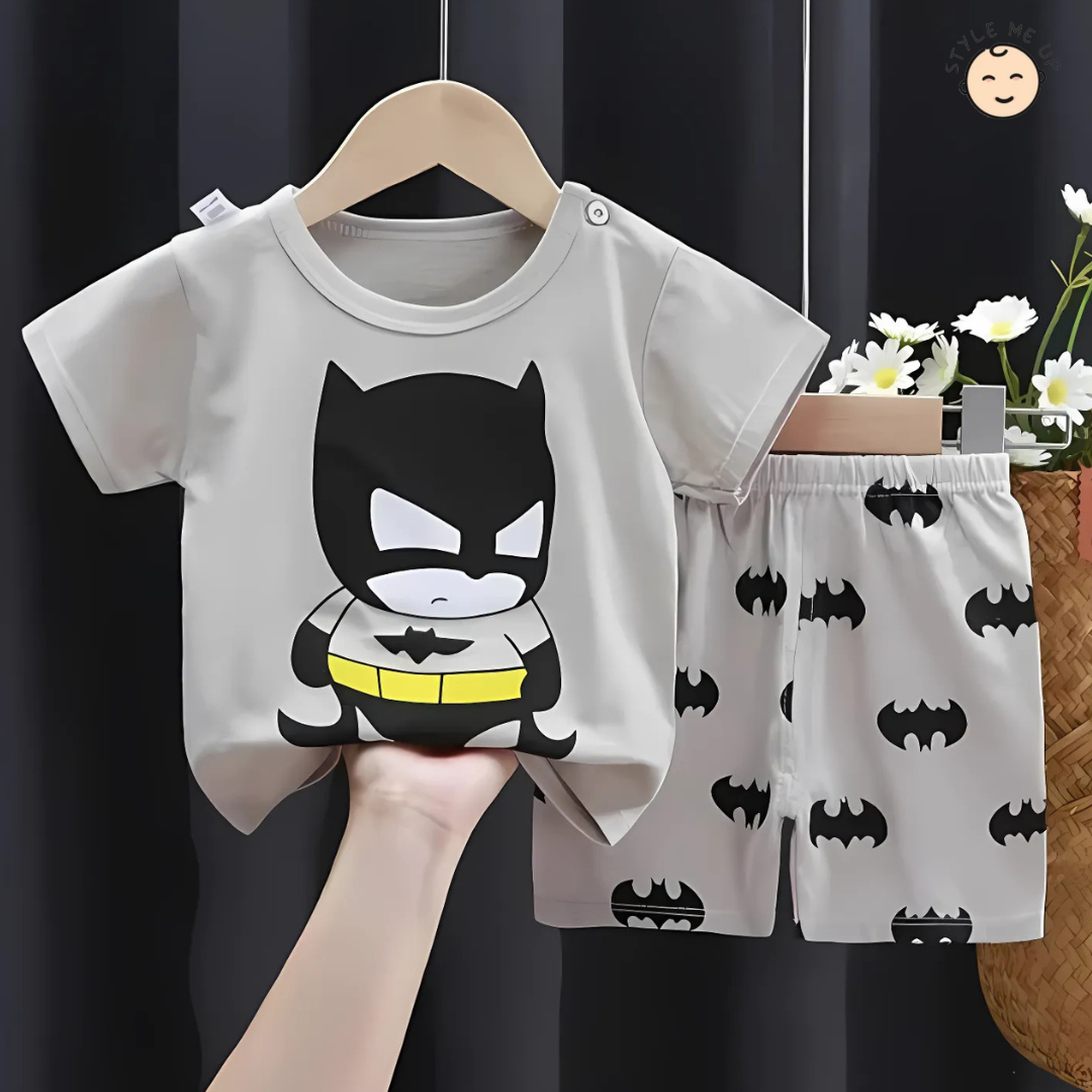 Grey Batman T-Shirt With Shorts