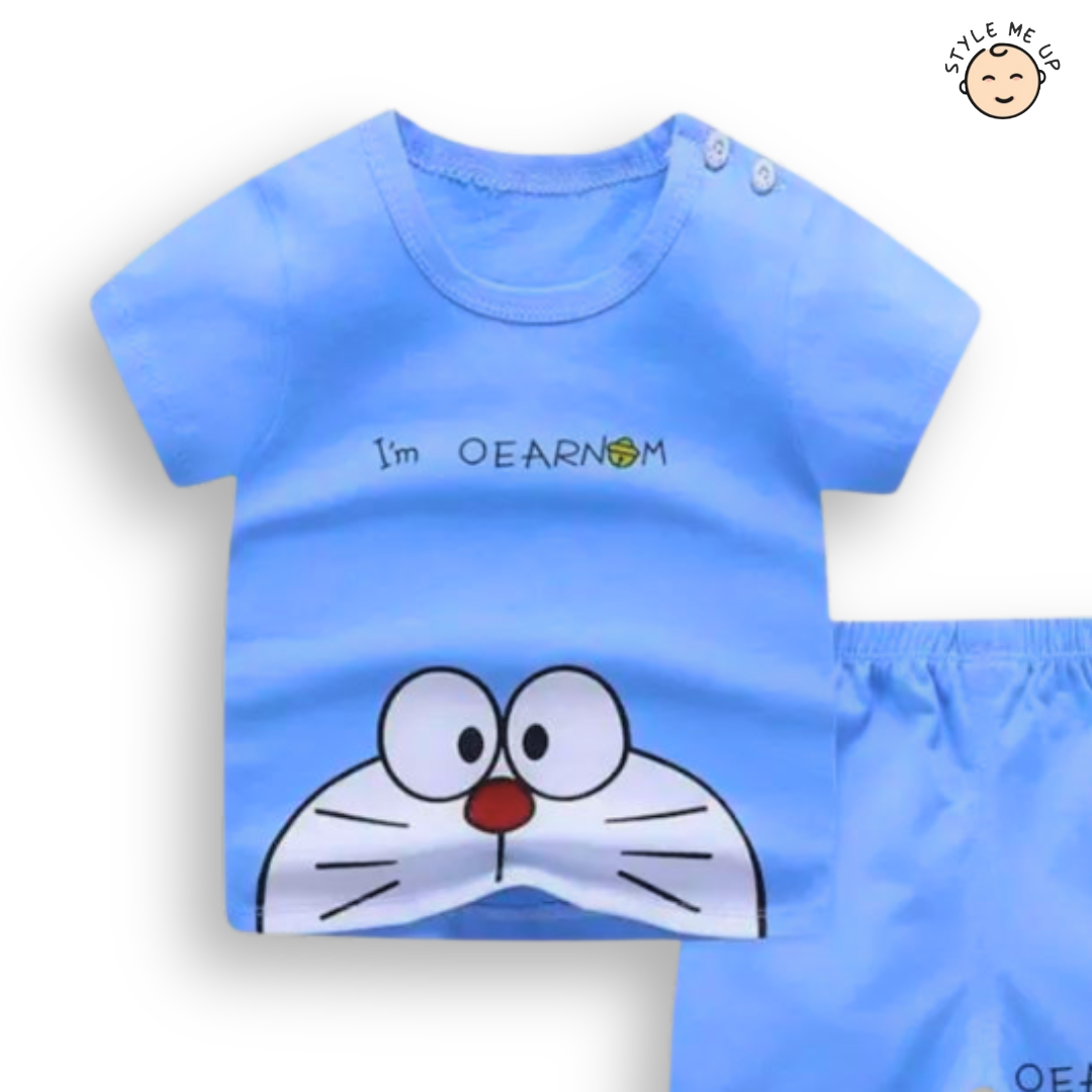 Blue Doraemon T-Shirt With Shorts