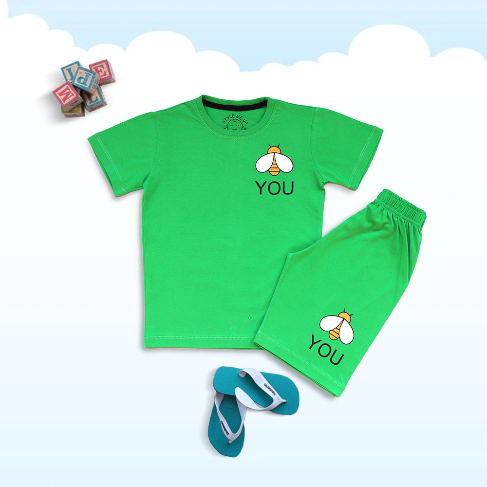 You Green T-Shirt And Shorts For Kids