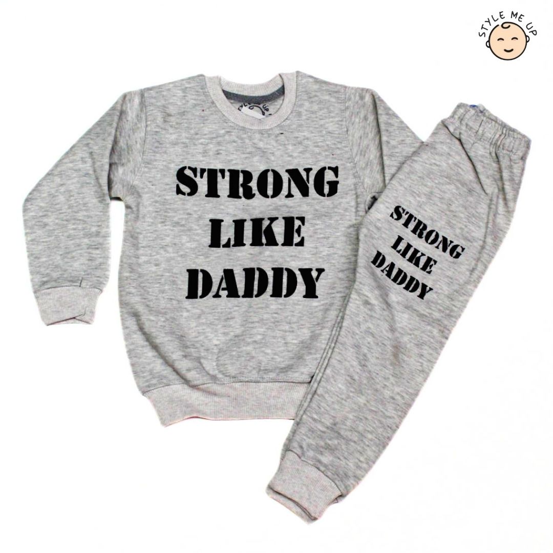 Grey - Strong Like Daddy Fleece Suit