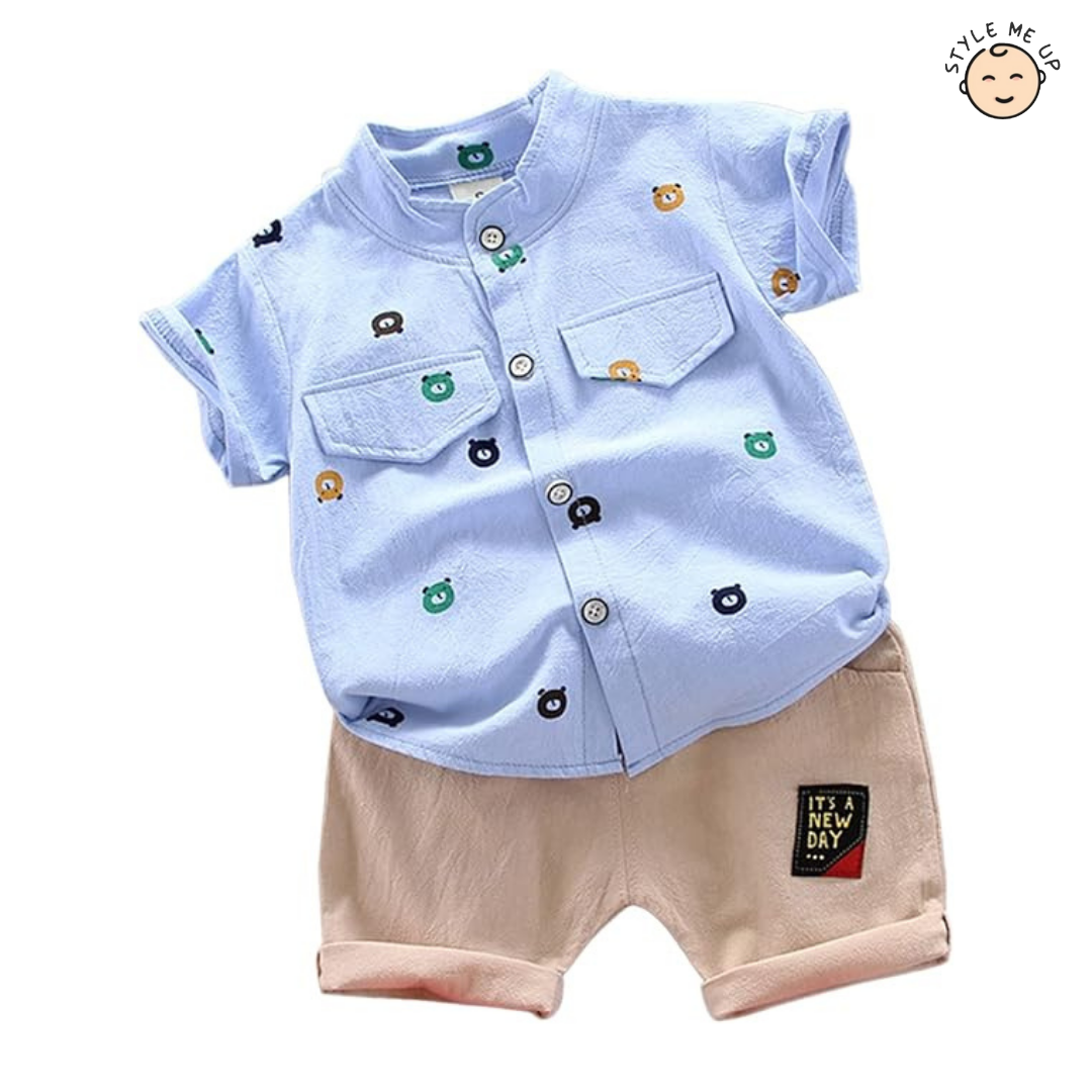 Little Bear Print T-Shirt With Shorts