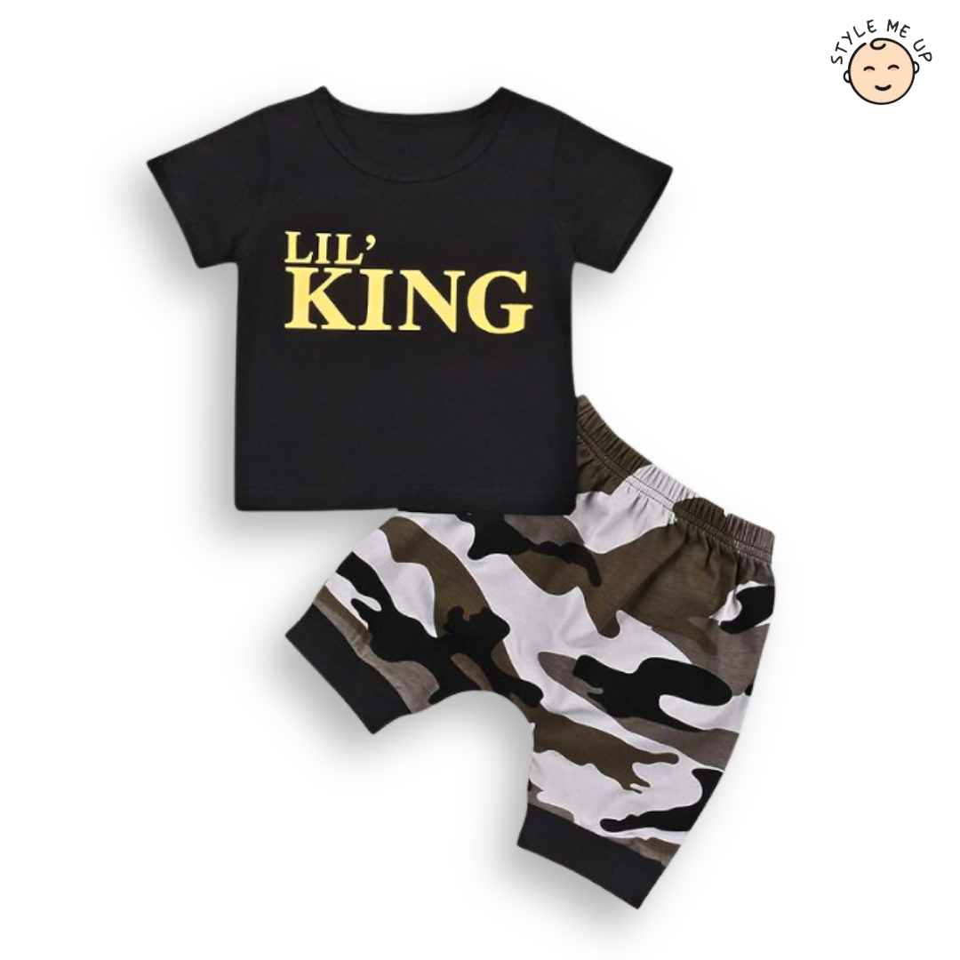 Lil King Black T-Shirt With Shorts