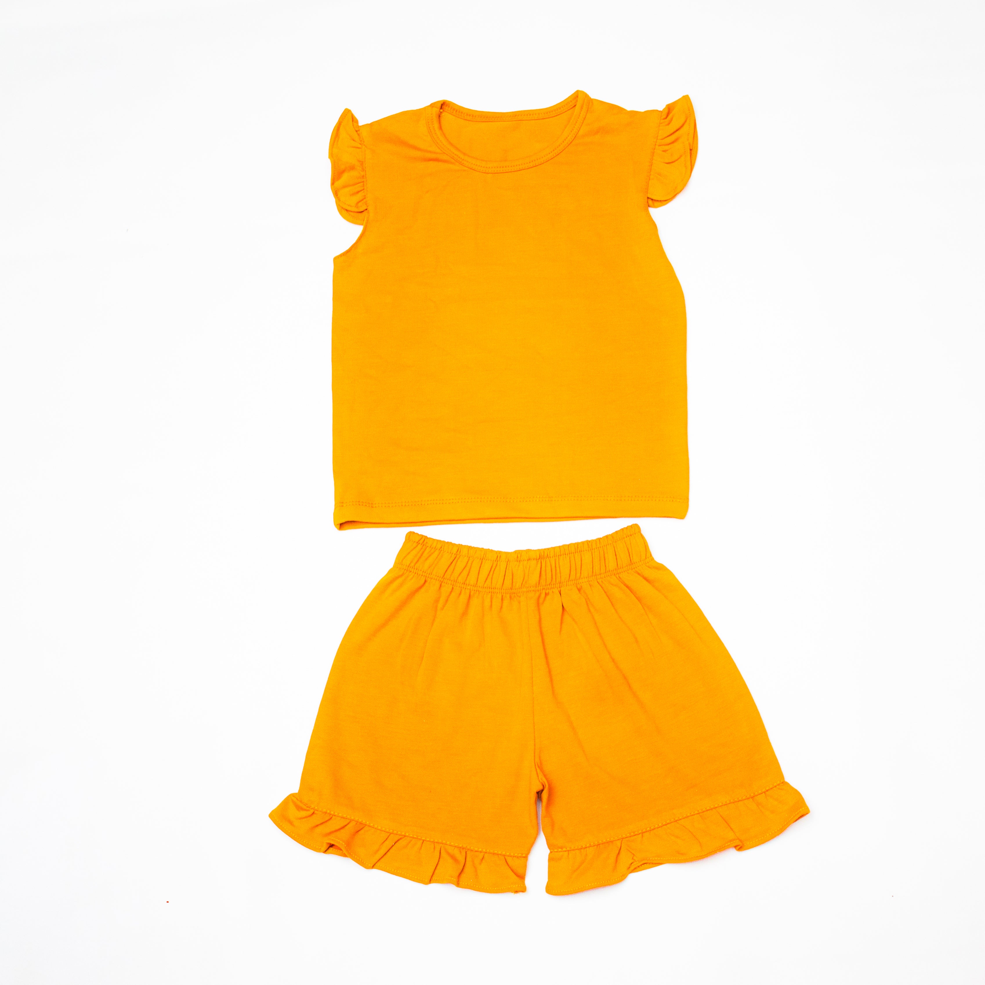 Girls Plain Brown T-Shirt And Shorts For Kids
