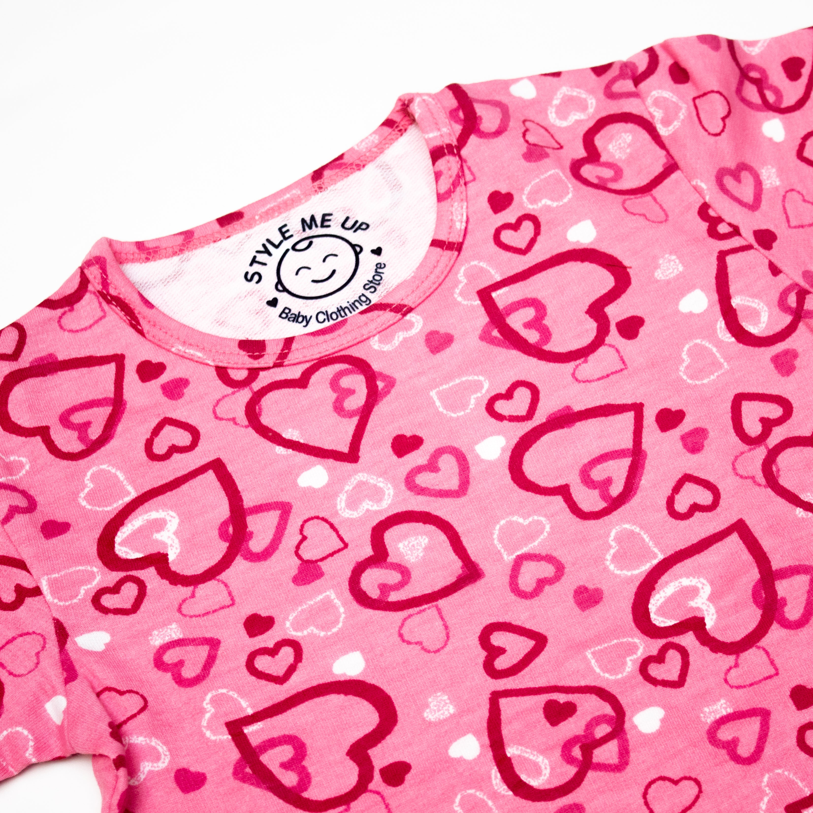 Pink Hearts T-Shirt And Shorts For Kids