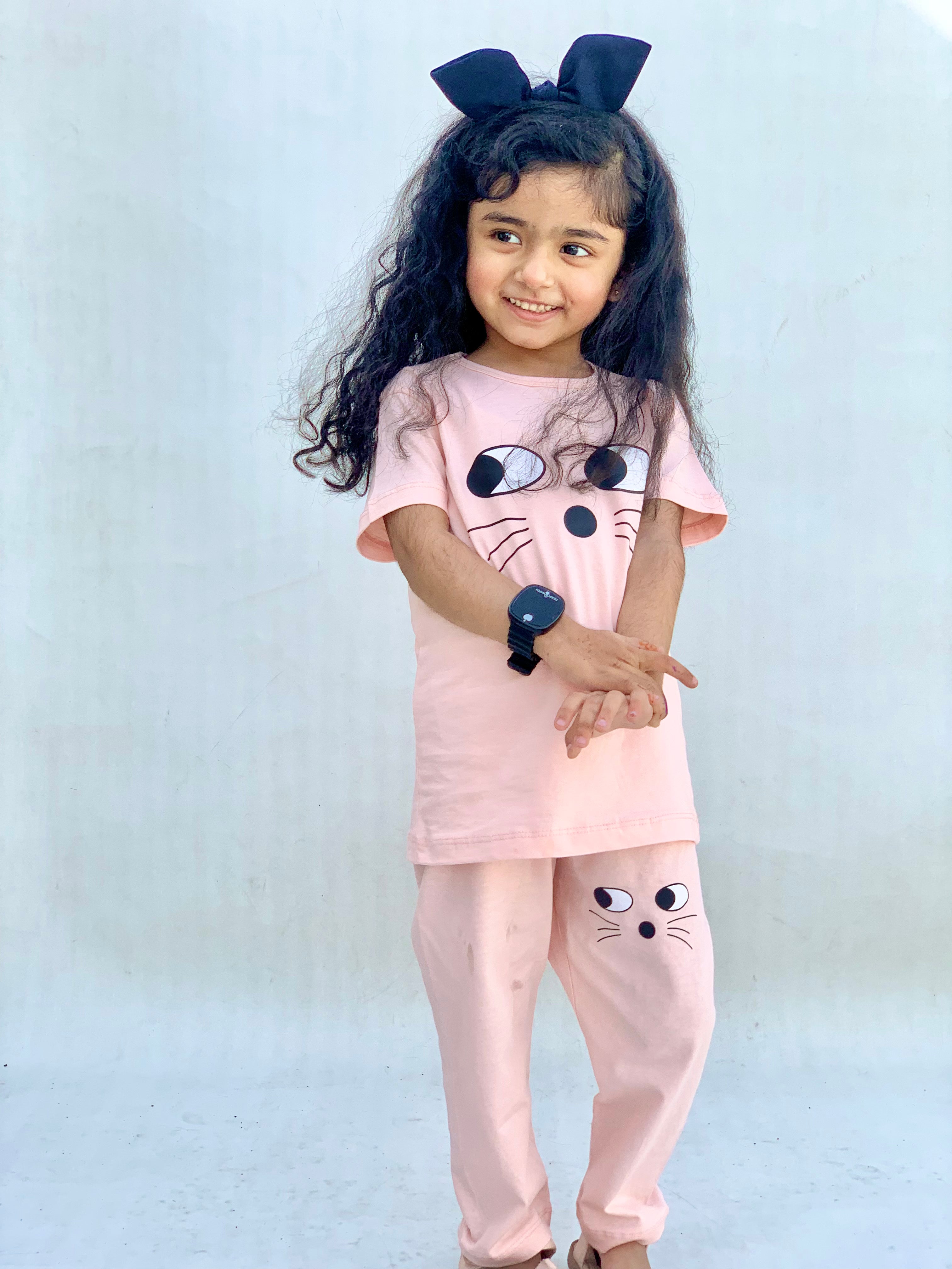Cat Eyes Soft Pink Suit For Kids