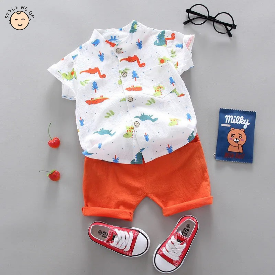 Dino Print T-Shirt With Shorts