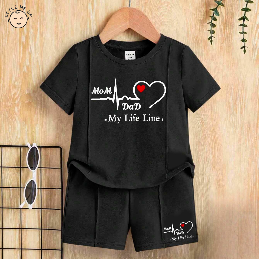 My Life Line Black T-Shirt With Shorts