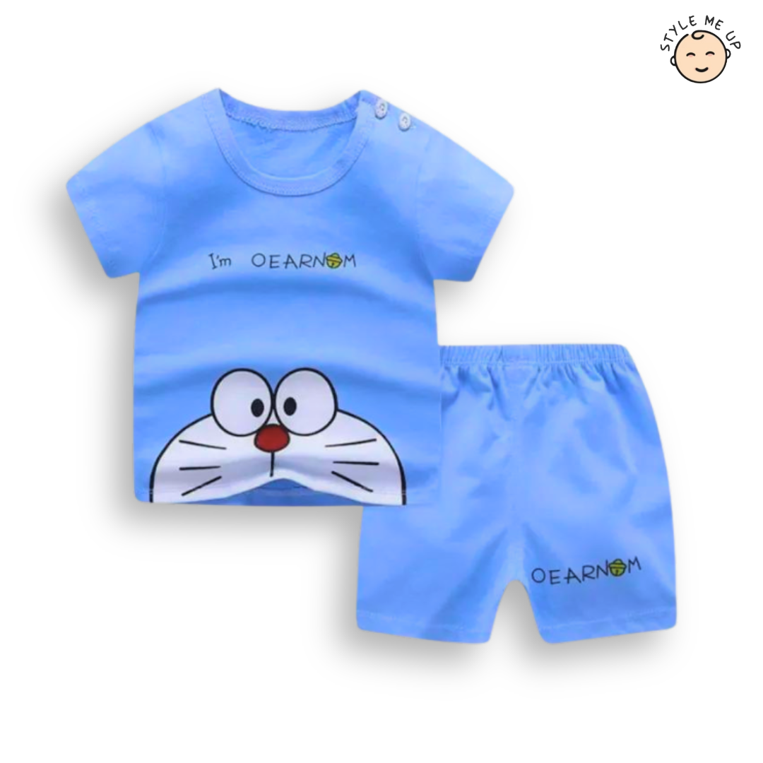 Blue Doraemon T-Shirt With Shorts