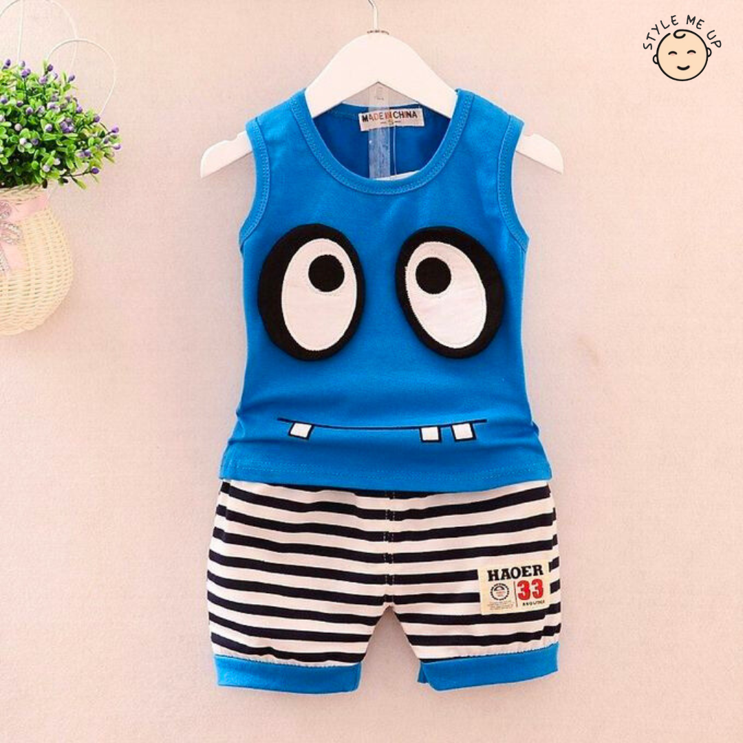 Blue Cartoon T-Shirt With Shorts