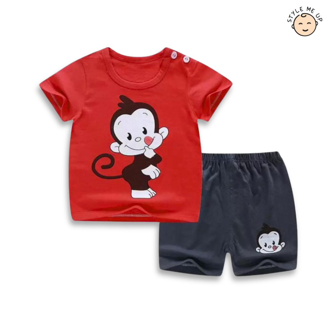 Red Monkey T-Shirt With Shorts