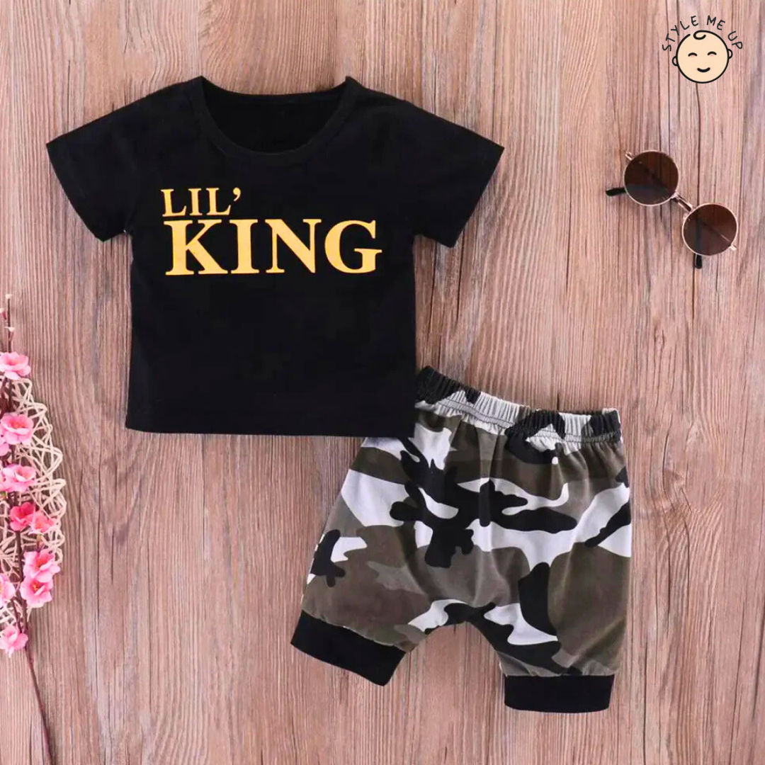 Lil King Black T-Shirt With Shorts