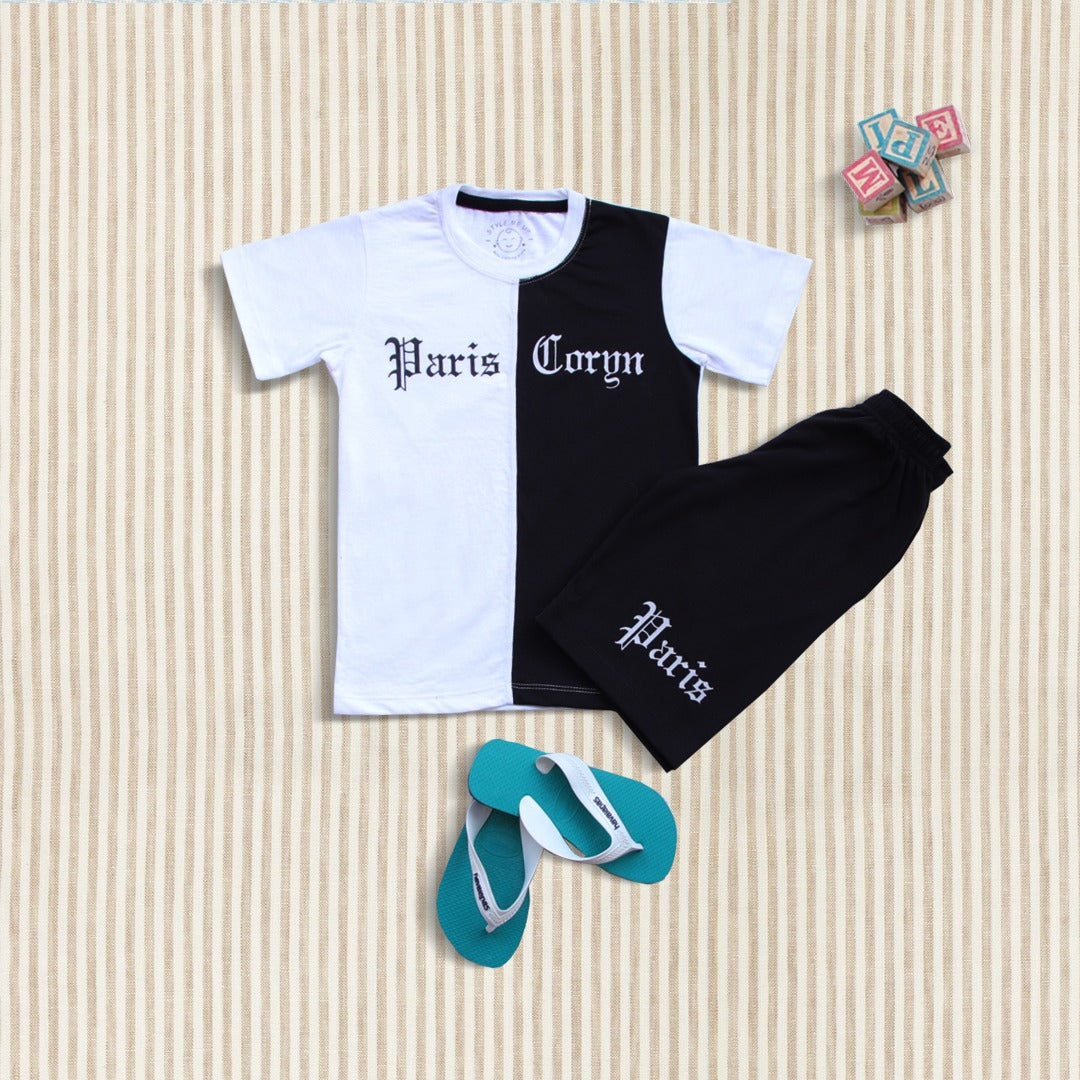 Paris T-Shirt And Shorts For Kids