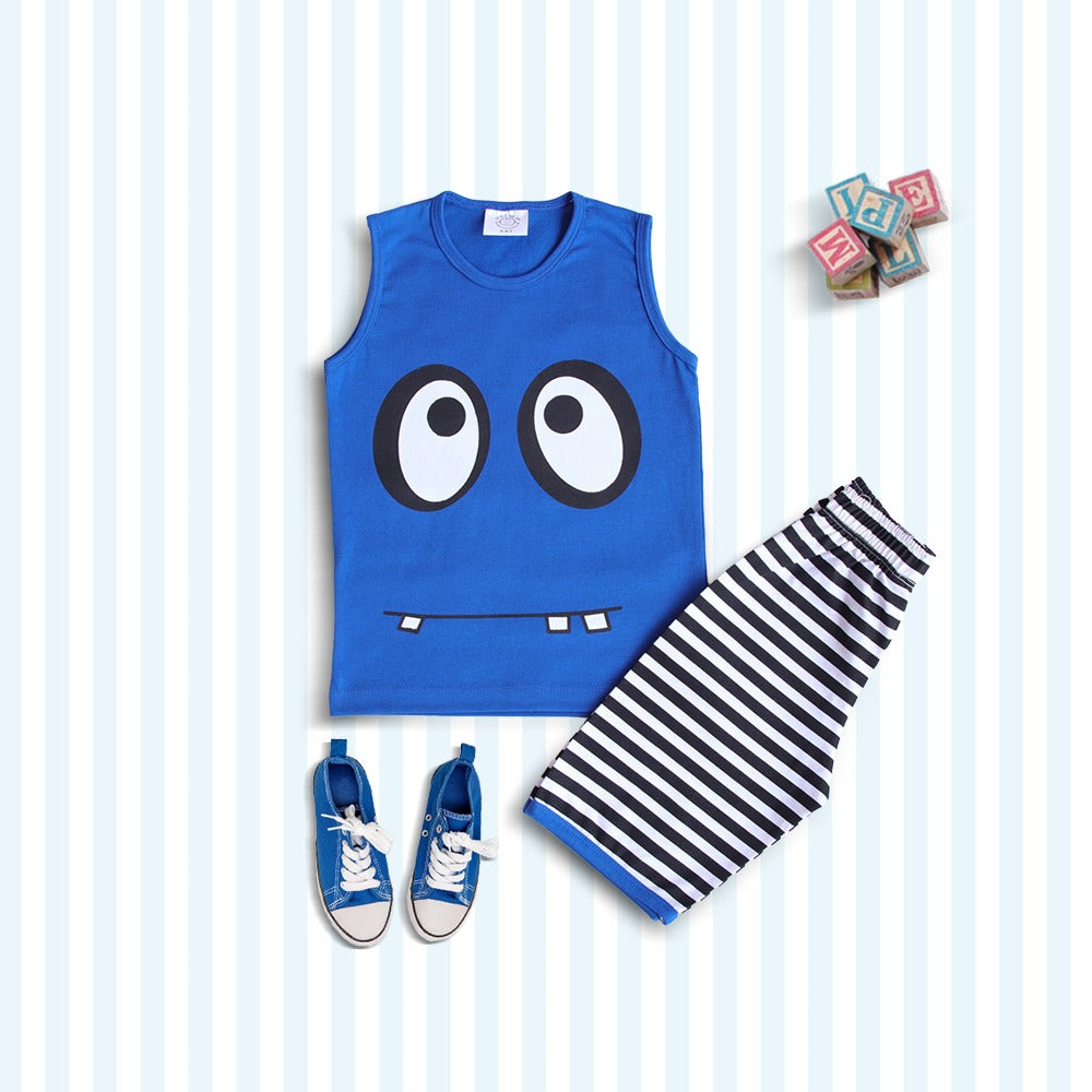 BLUE AMAZING T-Shirt And Shorts For Kids