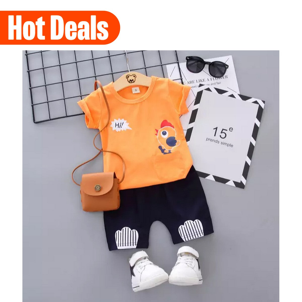 T-Shirt and Pants For Kids - Orange