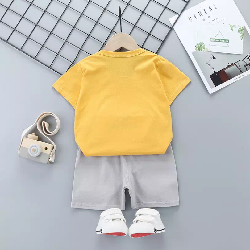 T-Shirt And Shorts Pants For Kids, Round Neck Short Sleeves Tee Tops Clothes Sets