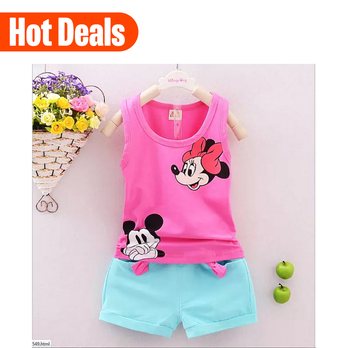 Micky Mouse T-Shirt And Shorts For Kids - Pink
